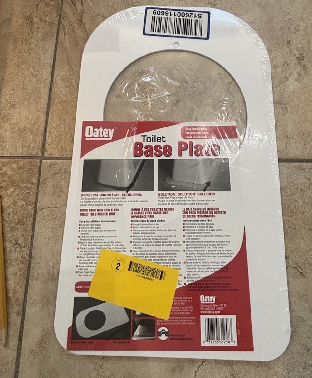 Oatey Toilet Base Plate White Covers Old Flooring Around Toilet New Sealed
